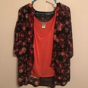 Tank Top with See Through Cardigan